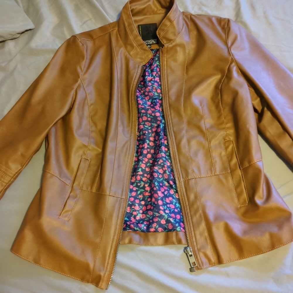XL SMOG women's brown leather jacket